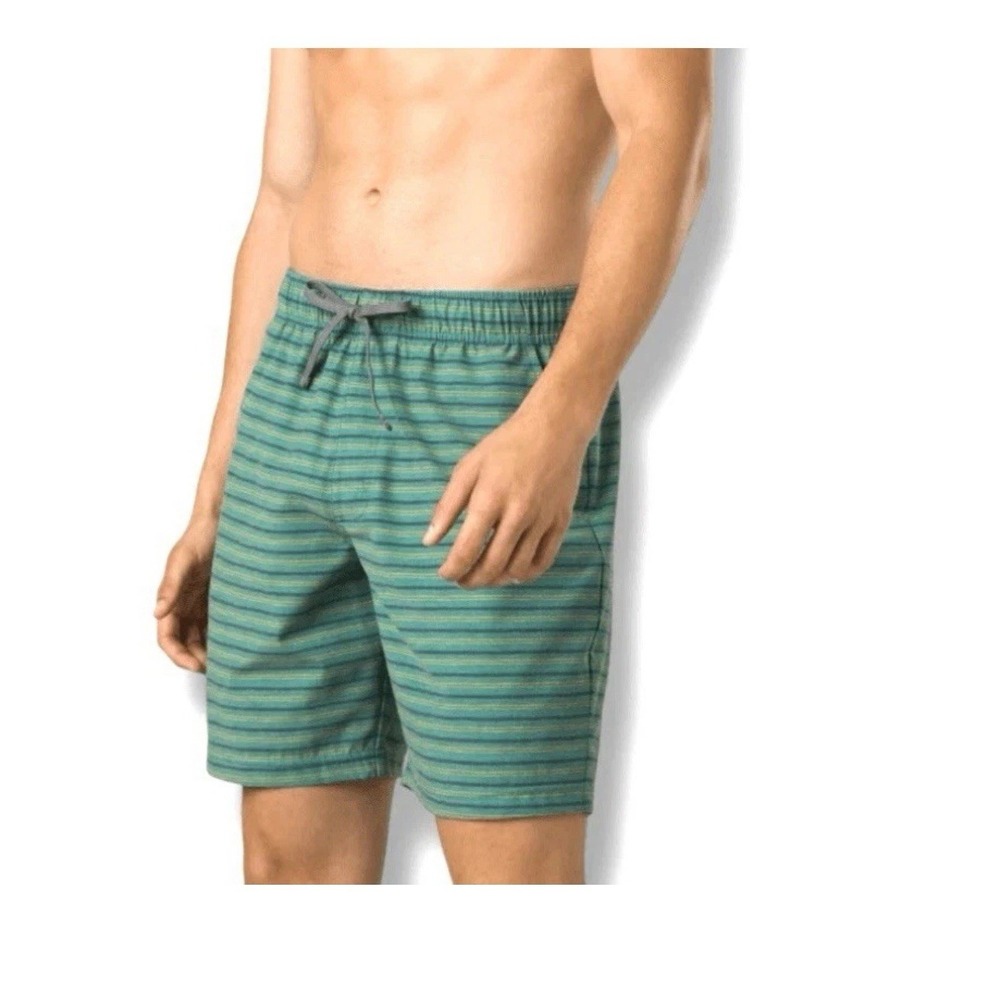 PrAna Metric E-Waist Cove Stripe Mens L/08 Board Swim Short Drawcord Standard